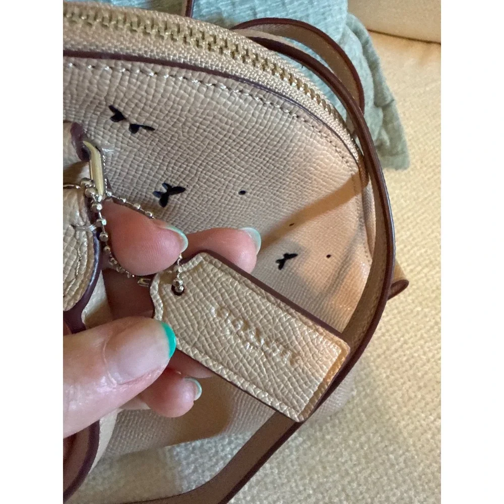 Coach Sierra Satchel Butterfly Laser Cut Beige Crossgrain Leather Dome Bag